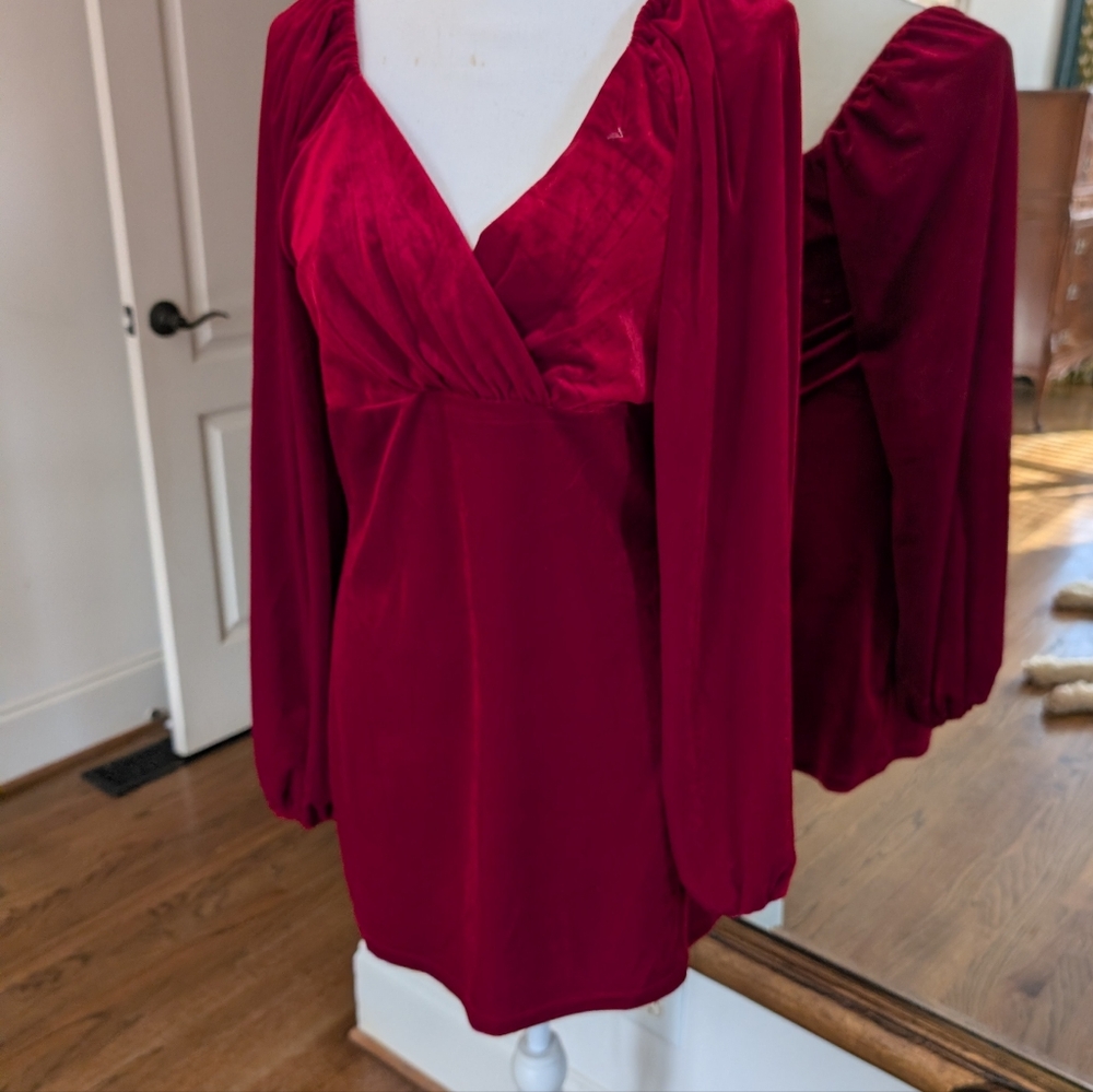 Fashion Nova Red Velvet Dress
